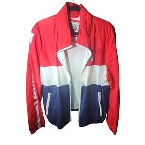 Levis Men's XL Red White Blue Hooded Windbreaker Jacket